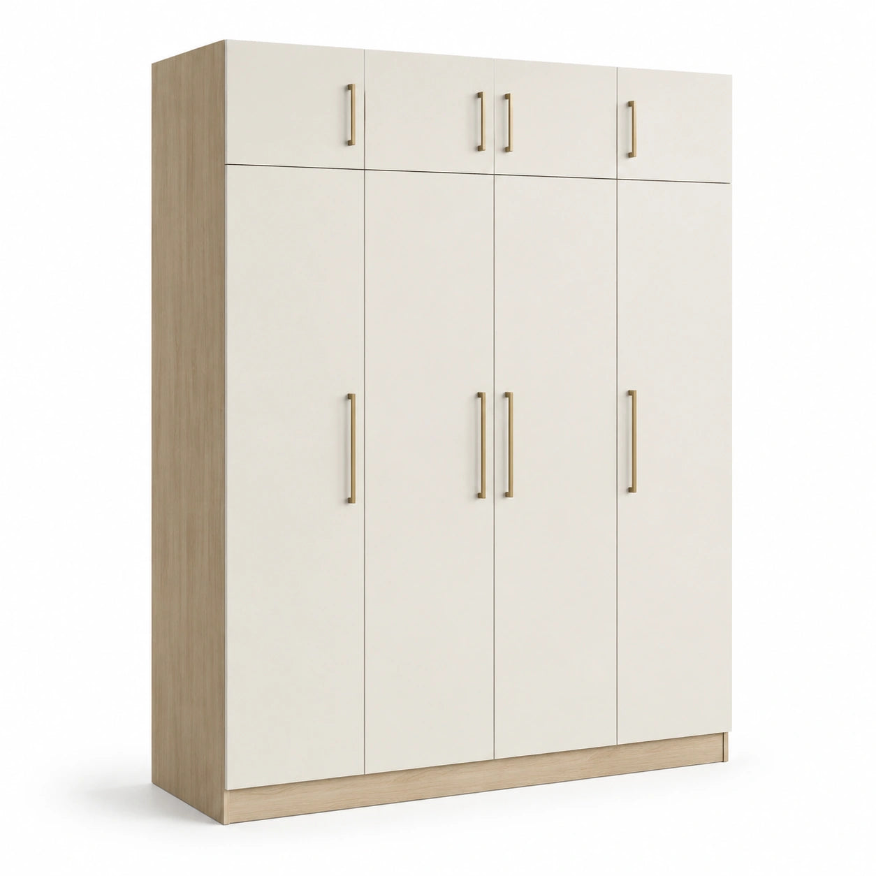 Armadio a 5 Ante in Legno e Melamina Bianco e Rovere 200x150x60 cm