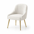 Sedia da pranzo in tessuto bouclé e gambe in metallo dorato beige