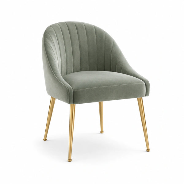 Sedia in velluto con gambe in metallo dorato verde
