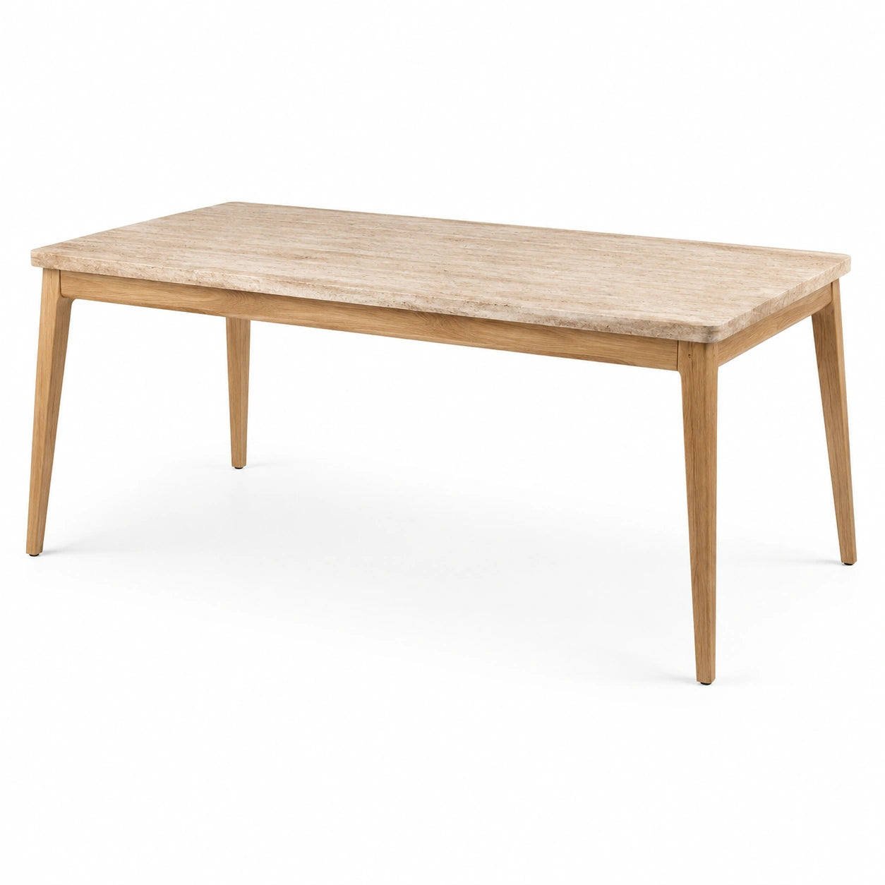 Tavolo da pranzo in legno e marmo beige 180x90x75 cm
