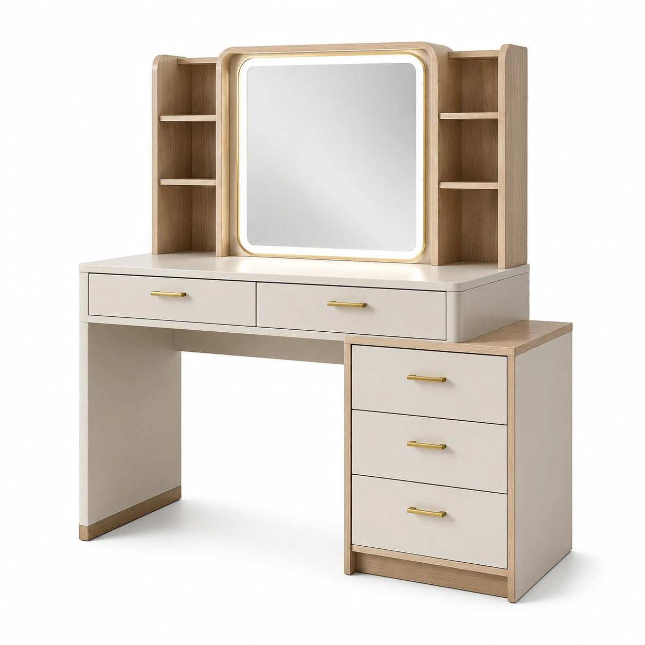 Tavolo da Toeletta in Legno e MDF con Specchio LED