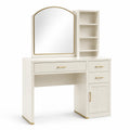 Toeletta in legno MDF con specchio ad arco e scaffali