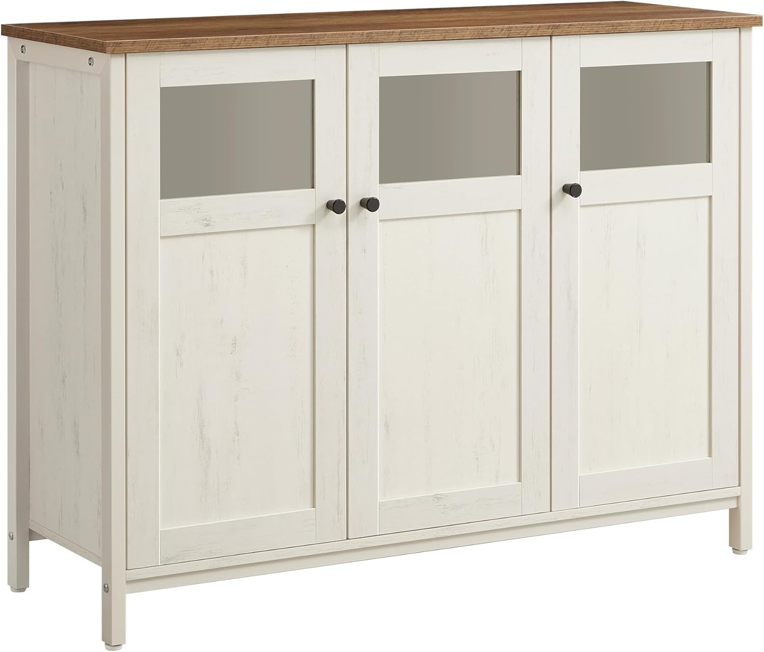 Arredamento, Struttura in Acciaio, Mobiletto Multiuso, Credenza, Armadietto con Ante in Vetro, Stile Industriale, VASAGLE LSC099WJ02