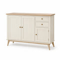 Credenza in legno con ante e cassetti bianco crema 90x100x40 cm