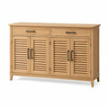 Credenza in legno con ante a persiana e cassetti in metallo