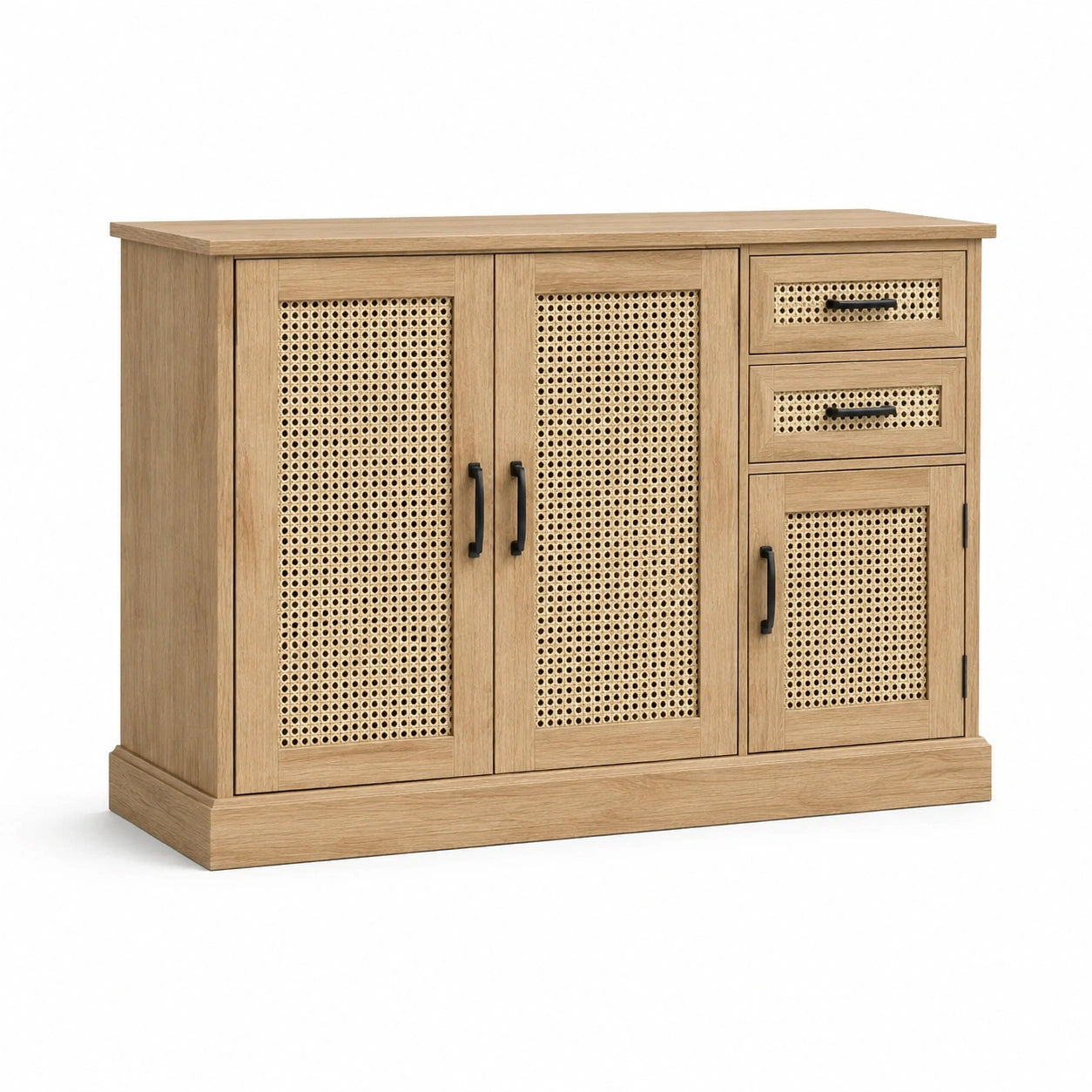 Credenza in legno e rattan 120x40x85 cm