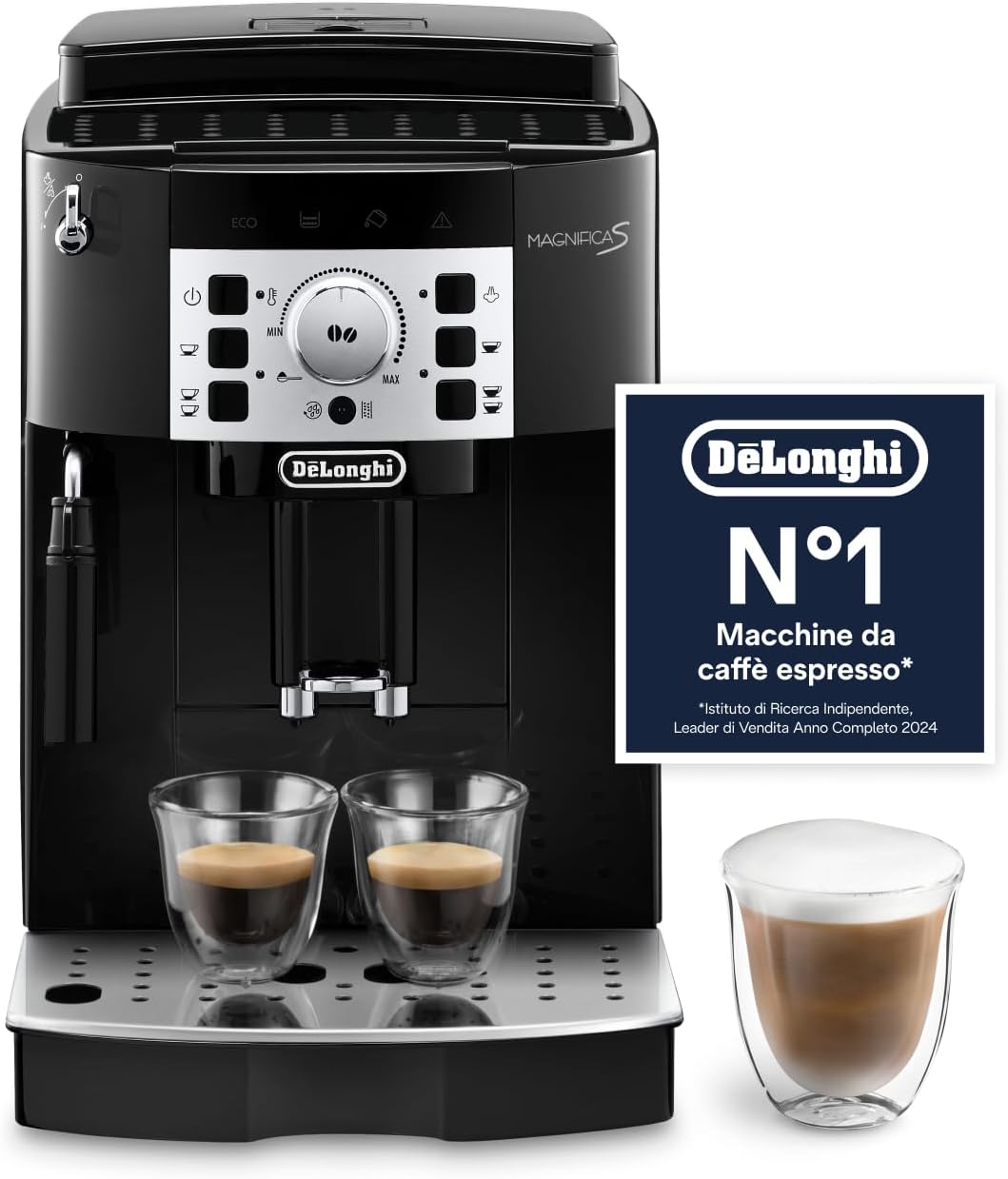 De'Longhi ECAM22 Macchina da caffè automatica, Caffè in Grani o in Polvere, Magnifica S.110.B per Espresso e Cappuccino, Nero