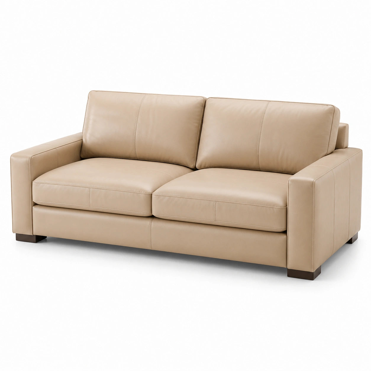 Divano in pelle bovina beige 200cm con schiuma poliuretanica