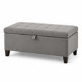Cassapanca Contenitore in Tessuto Grigio con Gambe in Legno