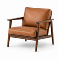 Poltrona in legno con rivestimento in pelle PU marrone