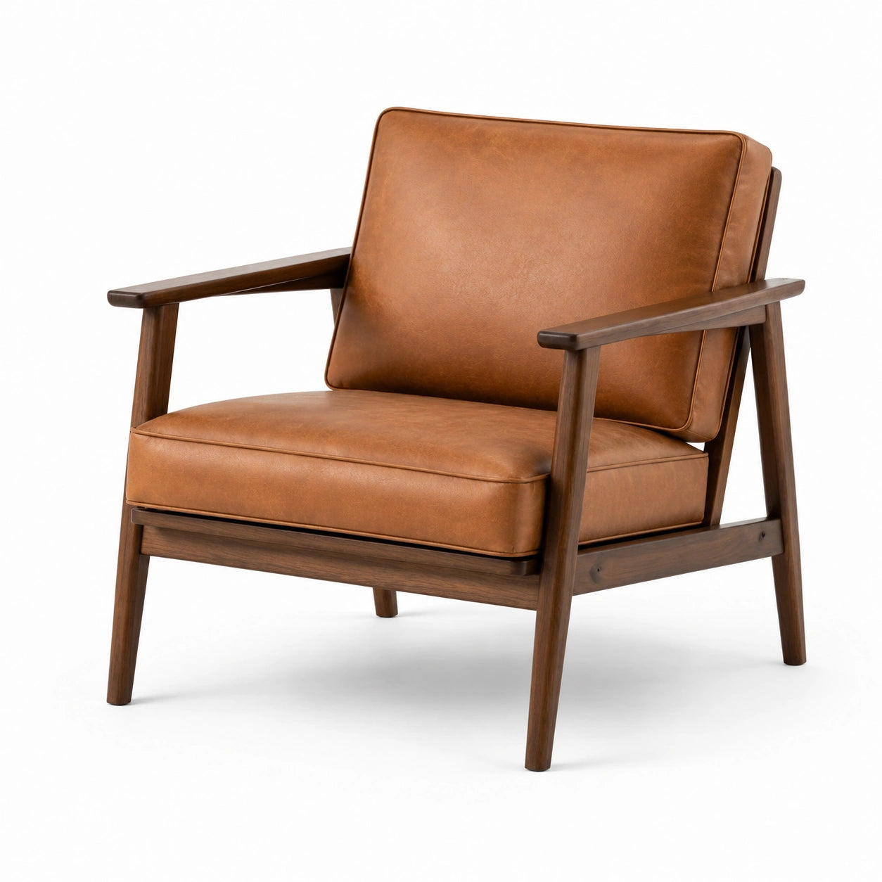 Poltrona in legno con rivestimento in pelle PU marrone