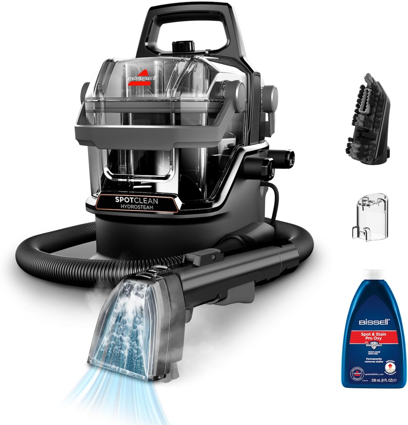 Bissell 3689N Aspirapolvere e pulitori a vapore, Lavatappeti, SpotClean HydroSteam, Pulitore a Vapore con Tecnologia HydroSteam, Moquette, Auto