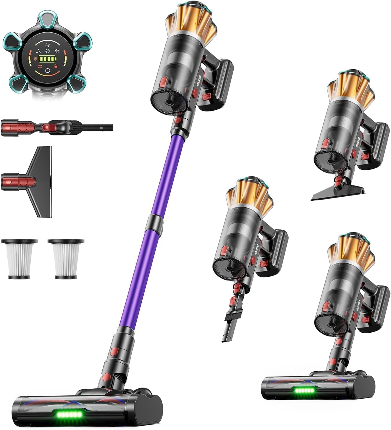 Aspirapolvere senza fili, Auto, Adatto Per Animali, 650 W, 70 min, 1.8 L, 8 Stadi Filtrati, Pavimenti, FDUXUD