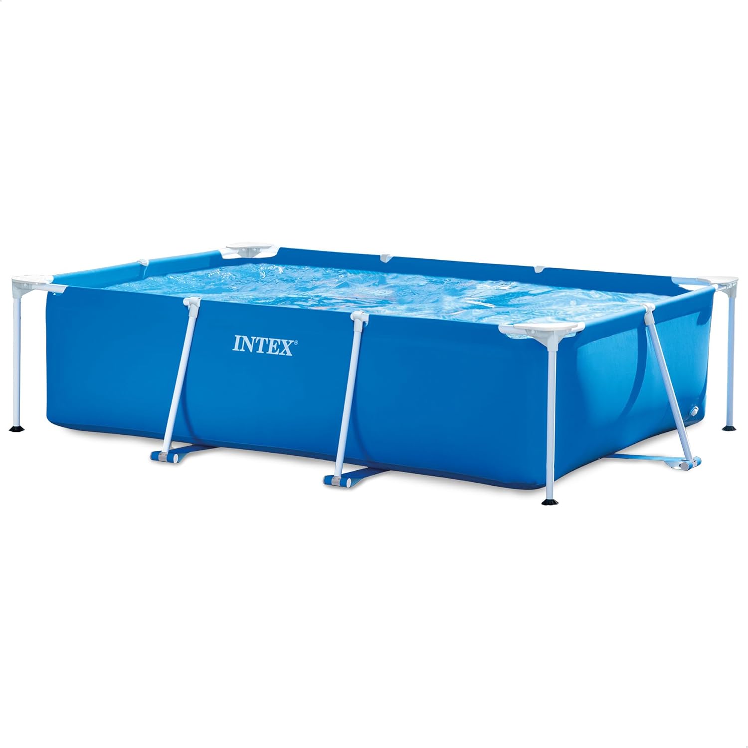 Intex 260X160X65 Piscina fuori terra, 28271 Family Frame Rettangolare Cm Piscina Gioco Estivo Estate Giocattolo 758, 260 x 160 x 65 cm, Blu