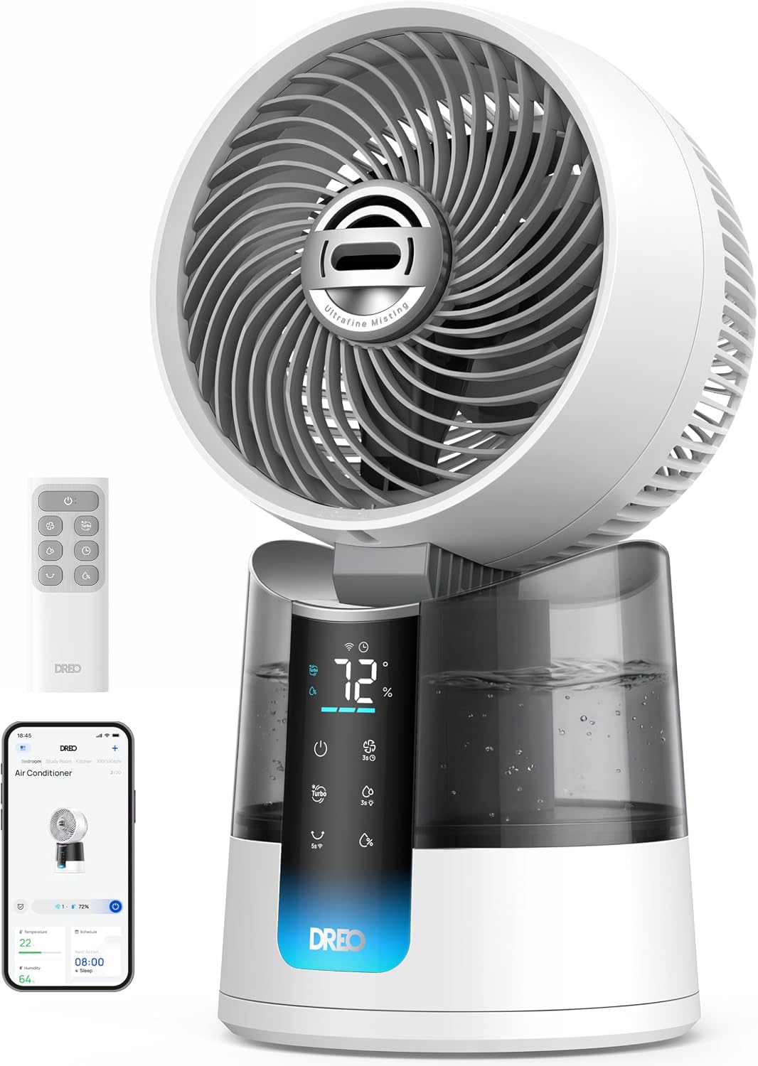 Condizionatori a evaporazione, ventilatore tavolo oscillazione 150° + 30°, raffrescatore evaporativo 7,9 m, silenzioso 20 dB, DREO 516S