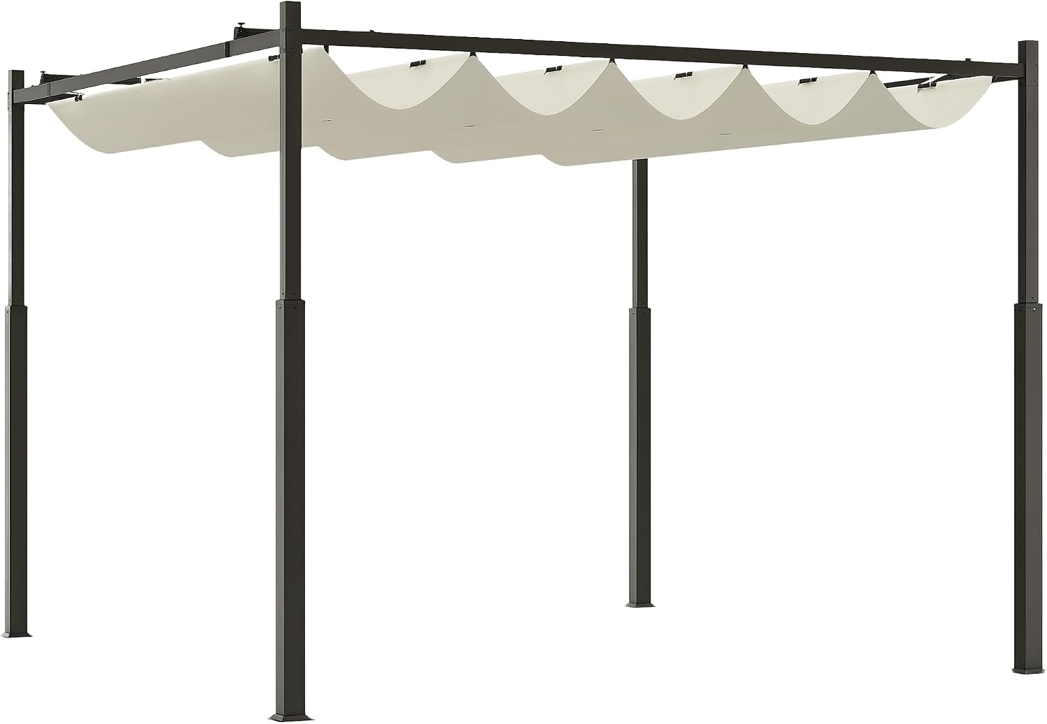 Outsunny UPF30 Gazebo, Struttura in Metallo, Pergolato da Giardino Terrazzo Balcone Veranda Patio Piscina Esterno, Bianco Crema
