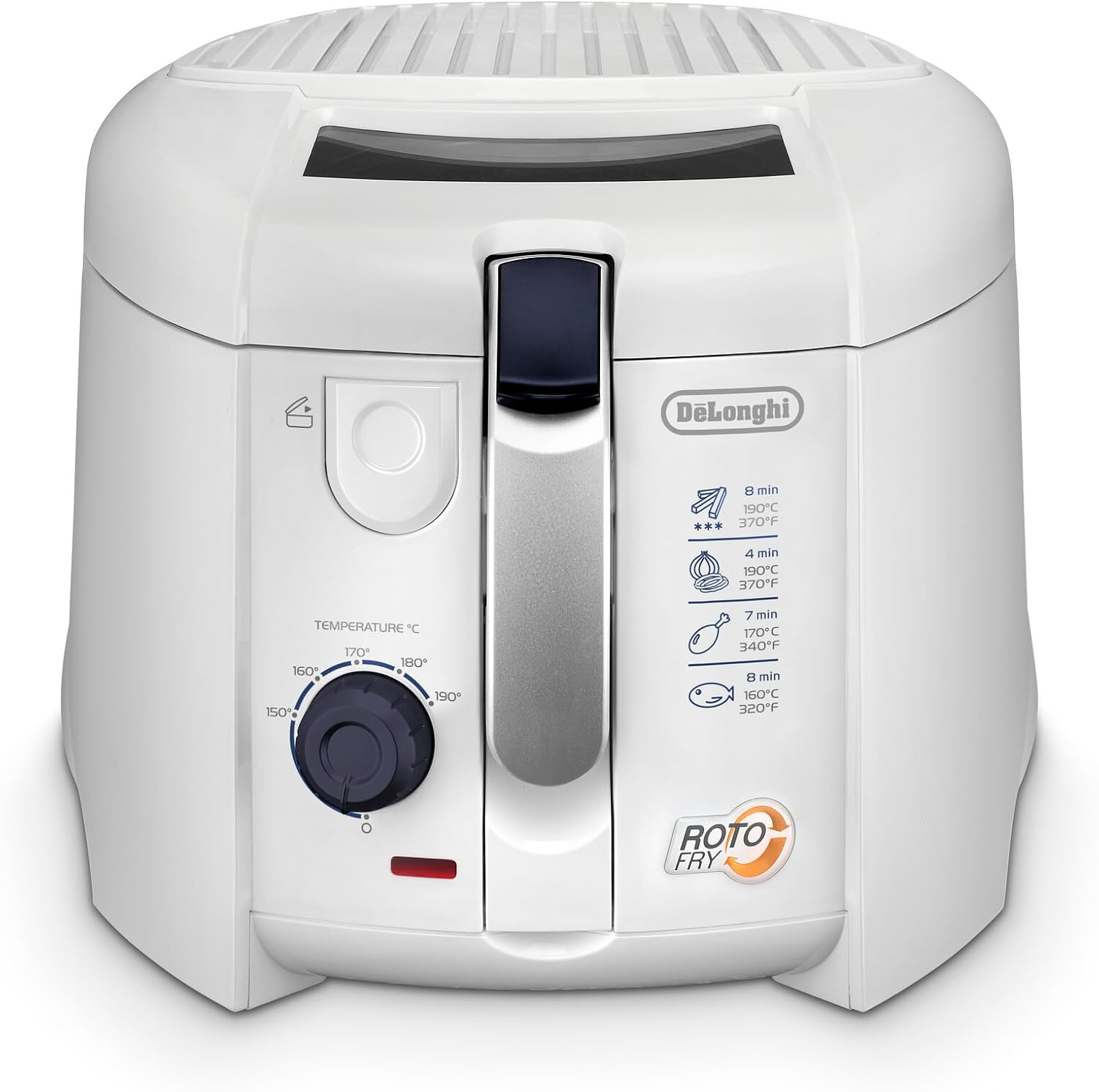 Friggitrice ad aria, Capacità Olio 1.2 L, Friggitrice con Timer Digitale e Cestello Rotante, Termostato Regolabile, Amplio Oblo', De'Longhi F28211