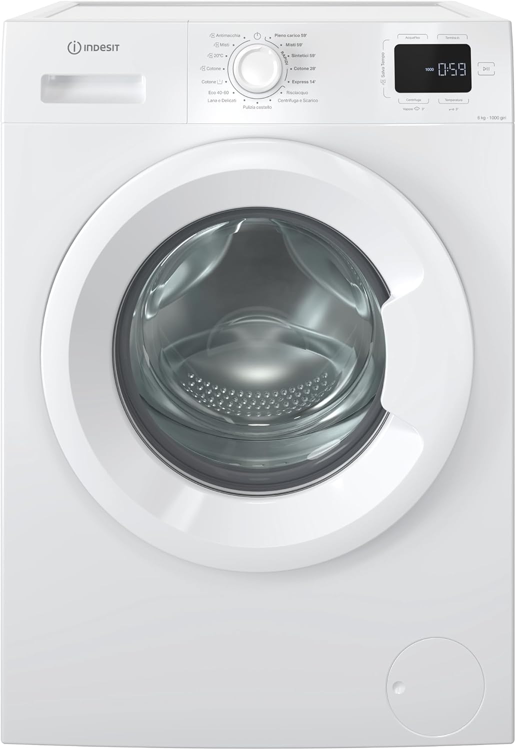 Indesit Lavatrice, Carica Frontale, Classe Energetica B, 6 kg Libera Installazione Slim, Centrifuga 1000 Giri al Minuto