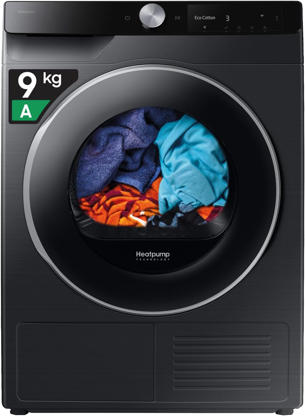 Samsung DV90DG6845LB Asciugatrice, 9 kg, AI Control, Pompa di Calore, Wifi, QuickDrive, AI Dry, Sensore Optimal Dry, Carica Frontale