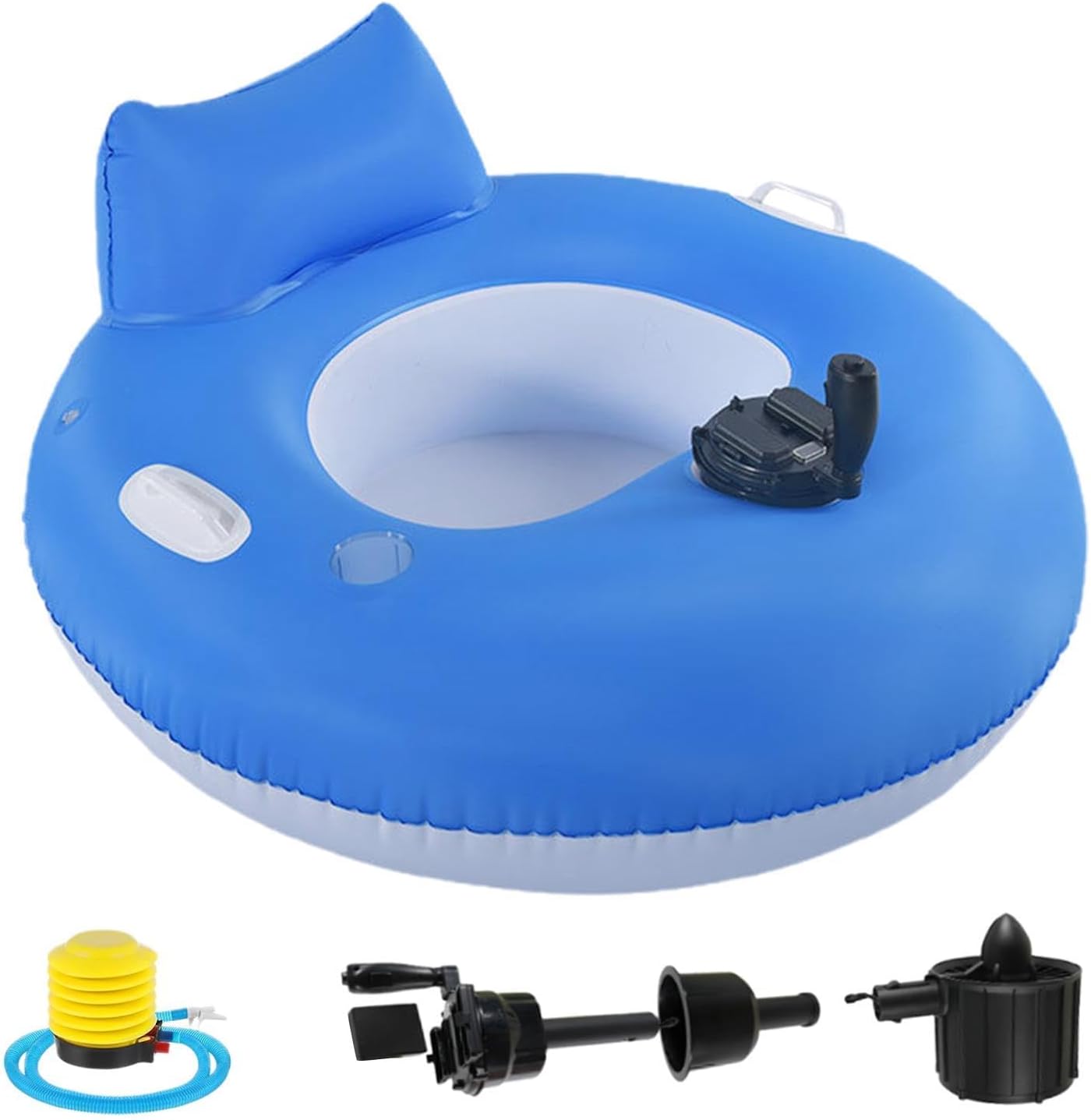 Generisch Materassini da piscina, Lettino da piscina motorizzato, galleggiante elettrico gonfiabile, Sedia galleggiante a con portabicchieri per lago