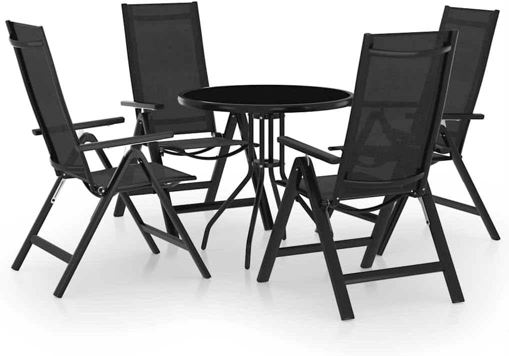 Set mobili da giardino, terrazza, ideale per balcone, colore antracite e nero, Set da bistrò da 5 pezzi, QJBSAVVA