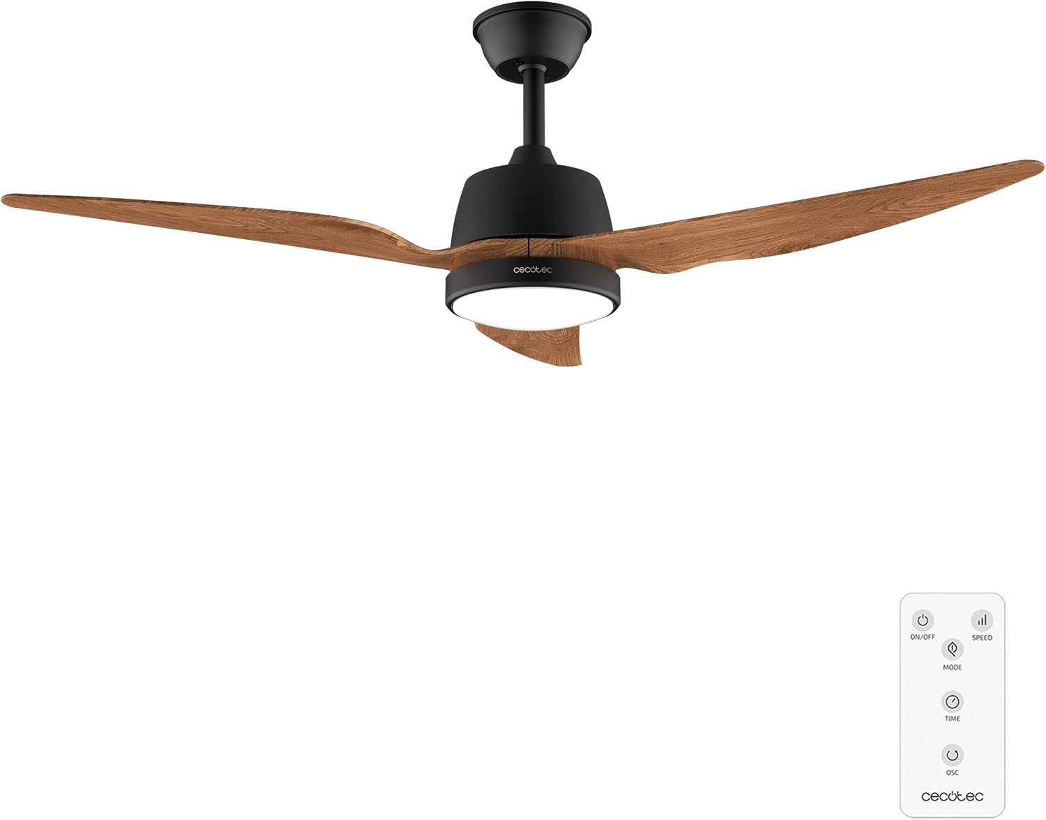 Ventilatori da soffitto, Ventilatore da Soffitto con Luce EnergySilence Aero 5250 BlackWood. 62 W, 3 Velocità, Telecomando, Estate, Inverno, Cecotec