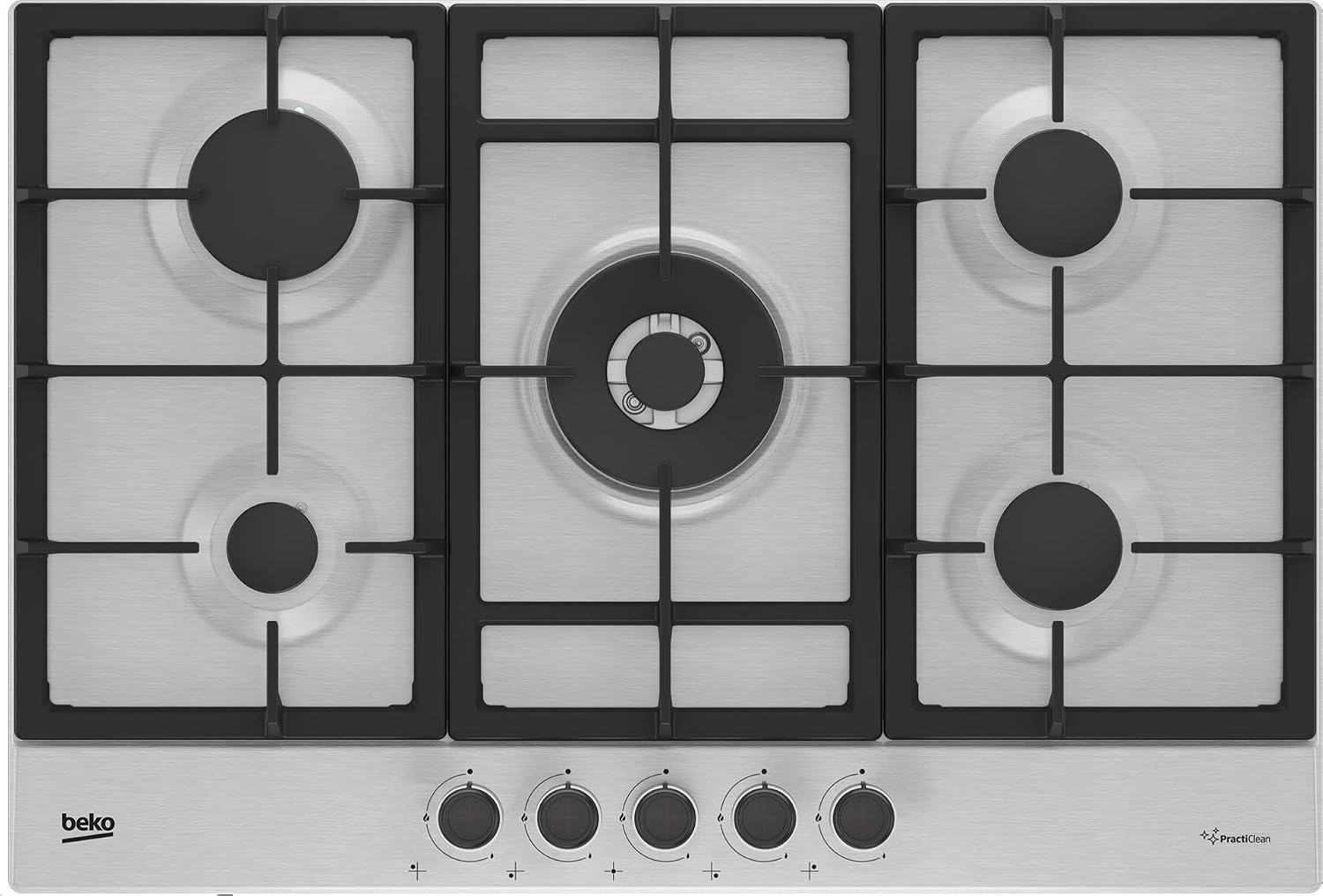 Beko HIAW75225SXE Piano cottura, a gas da Incasso 5 Fuochi (Wok) larghezza 75 cm - HIAW75225S