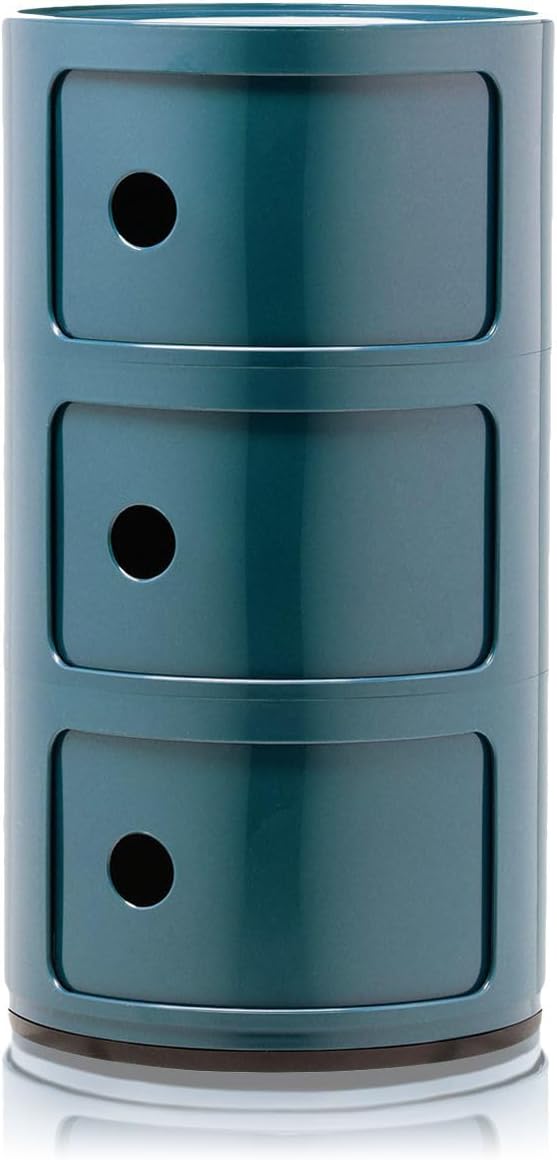 Kartell Contenitori e cestini, Componibili Contenitore 3 Elementi, 32 x 32 x 58.5 cm, ABS, Base Tonda, Blu