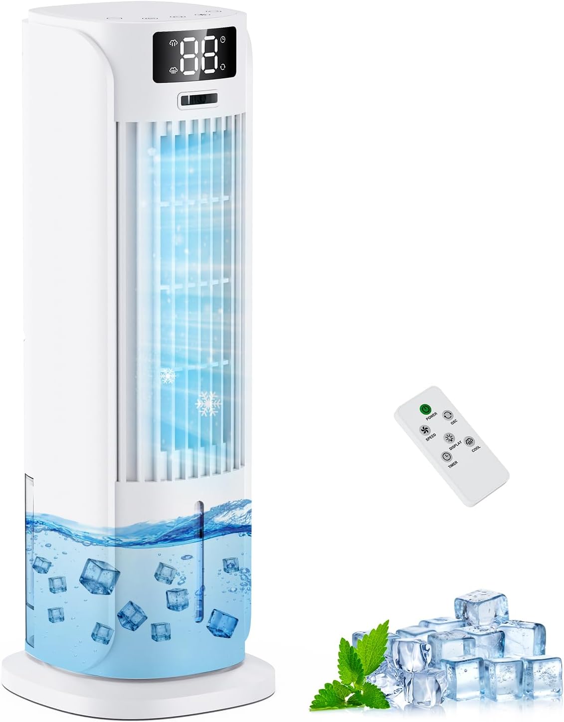 PIAZCEW 800ML Condizionatore portatile, 3 in 1 Raffrescatore Evaporativo, 6 Velocità 2 Modalità nebbia fredda, 90° Oscillazione, Timer 1-12 ore