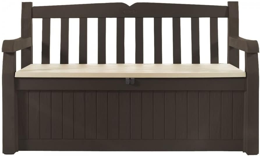 Panche, Cassapanca contenitore Eden Storage Bench con Capacità di 265 Litri in Resina, Resistente agli agenti atmosferici, Beige, Keter
