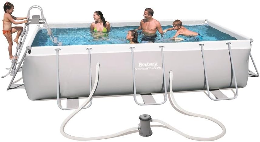 Piscina fuori terra, 404x201x100 cm, 56441 Piscina Power Steel Frame Rettangolare, Bestway