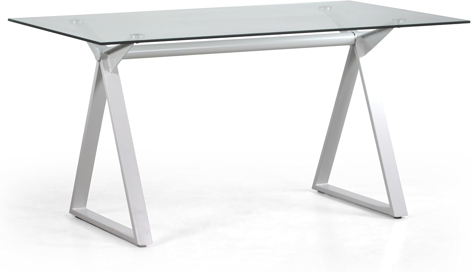 Brigros Tavoli da sala da pranzo, WeHome - Tavolo da Pranzo Rettangolare Smart con Top in Vetro Temperato, Gambe in Ferro, 150x90x75 cm, Bianco