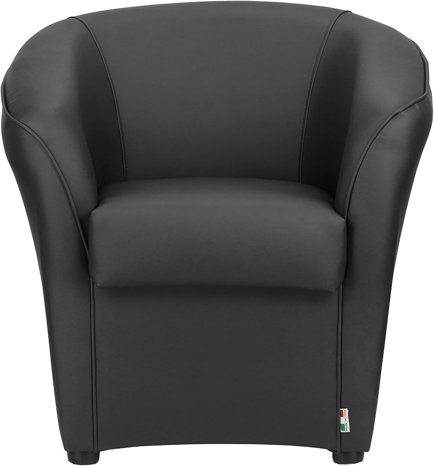 Totò Piccinni B07Y41XNMD Poltrone, Poltrona POZZETTO Imbottita Artigianale in Ecopelle Design Made in Italy (Nero)