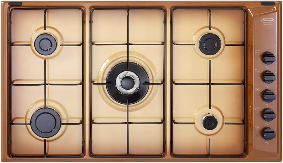 Piano cottura, De Longhi YTF 59 DD - a gas da 90 cm 5 fuochi colore Terra di Francia