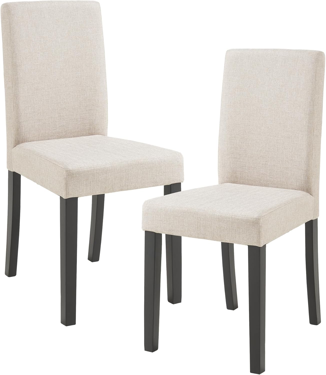 [en.casa] Sedie, Set di 2 Imbottite da Sala Pranzo con Gambe in Legno Massiccio Rivestimento in Tessuto per Cucina Salotto Ufficio - Beige