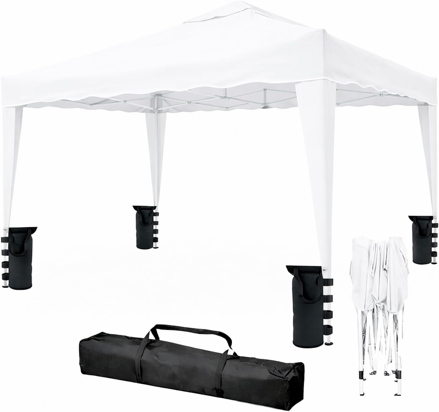 Arreditaly Gazebo, m2 Anti-UV Struttura Robusta Apertura Rapida a Fisarmonica con Borsa e 4 Sacche Zavorra per Giardino Fiere Eventi Piscina (Bianco)