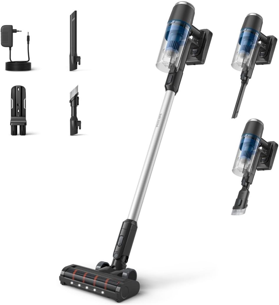 PHILIPS XC3032 Aspirapolvere senza fili, Leggero (, Aspirapolvere Cordless Serie 3000, 60 Minuti di Autonomia, 01), Accessorio per Fessure e Combinato