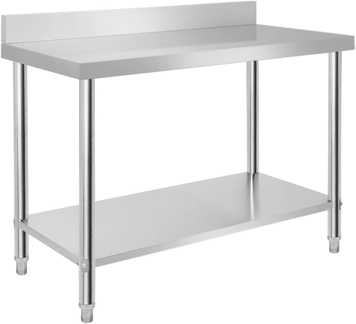 Tavoli per la preparazione del cibo, Carico Massimo 100 kg (con Alzatina), 120x60x85 cm Tavolo da Cucina in Acciaio Inox Professionale, Froadp