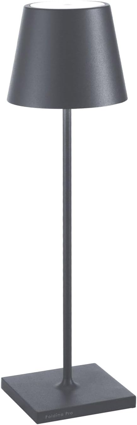 Zafferano Lampade da tavolo e abat-jour, Poldina Pro, Utilizzabile anche come Lampada da Esterni, Dimmer, 2200-3000 K, Colore Grigio Scuro