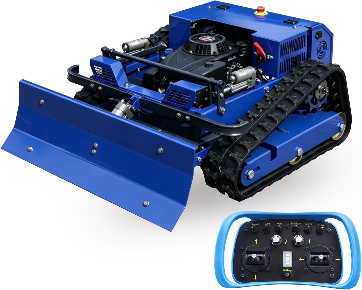 Robot tagliaerba, Tosaerba Telecomandato con Lama Antineve, Tosaerba su Catene Ibrido Benzina-Elettrico 4x4, AIWEIYA