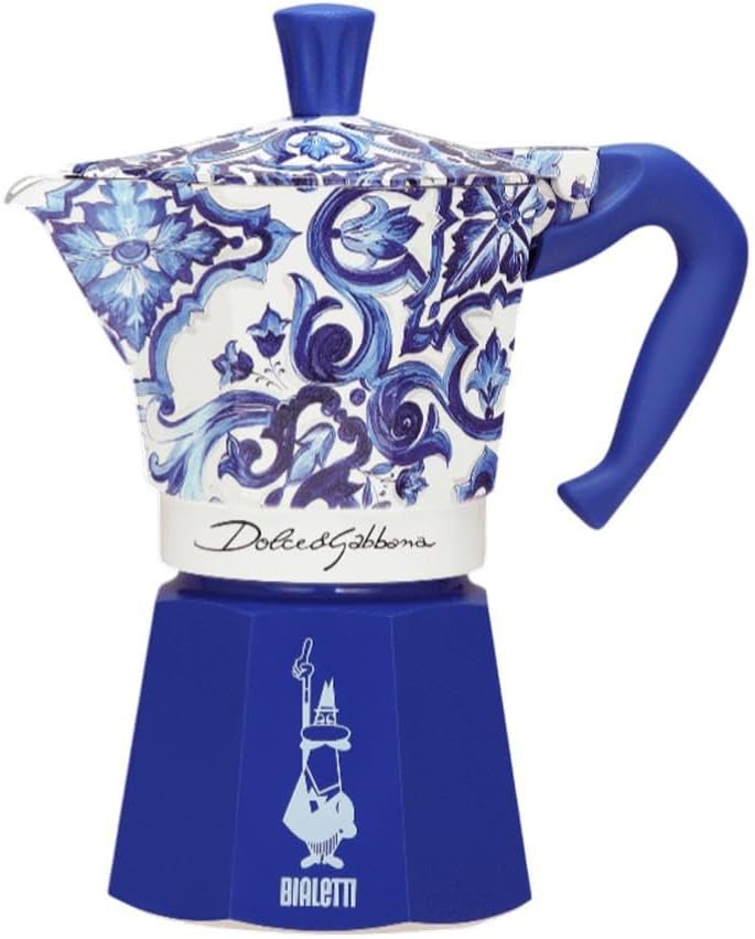 Bialetti Caffettiera moka, a fuoco diretto (caffettiera, caffettiera espresso), Dolce & Gabbana - Caffettiera Express Blue Mediterraneo per 6 tazze