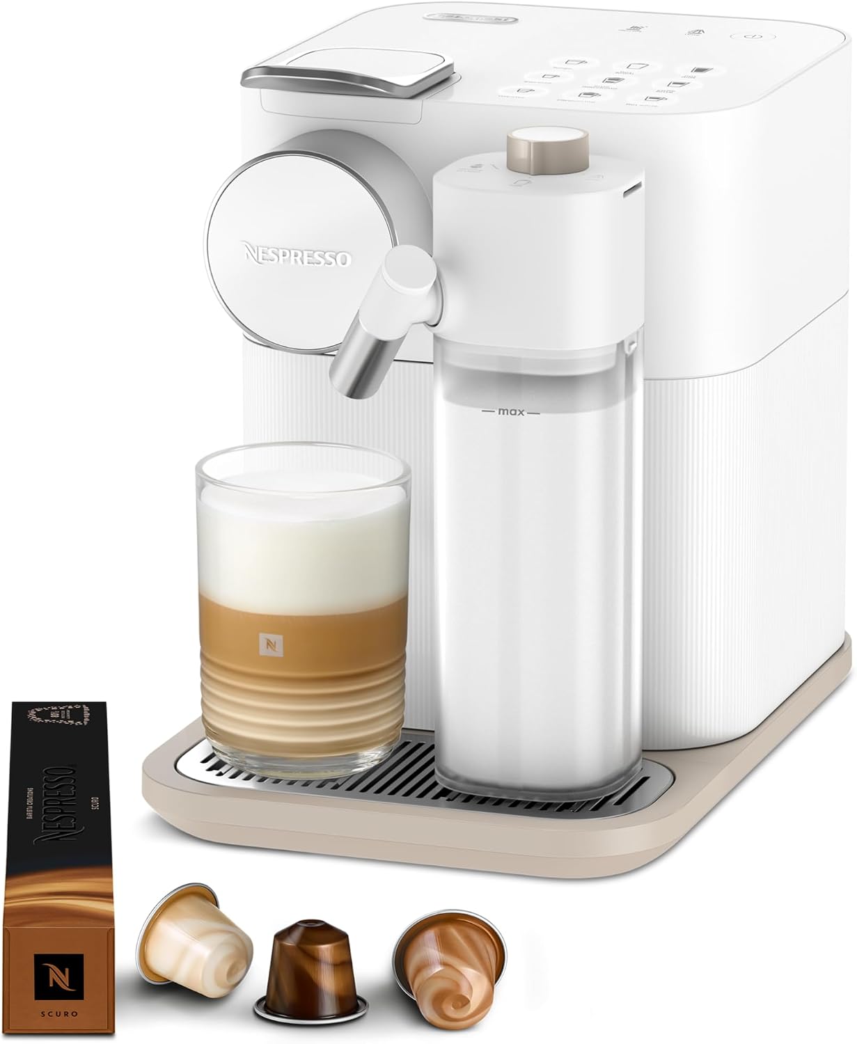 Nespresso EN640 Macchina da caffè, Pressione 19 Bar, De'Longhi Gran Lattissima.B, Schiumatura Automatica del Latte, Cappuccino, Nero