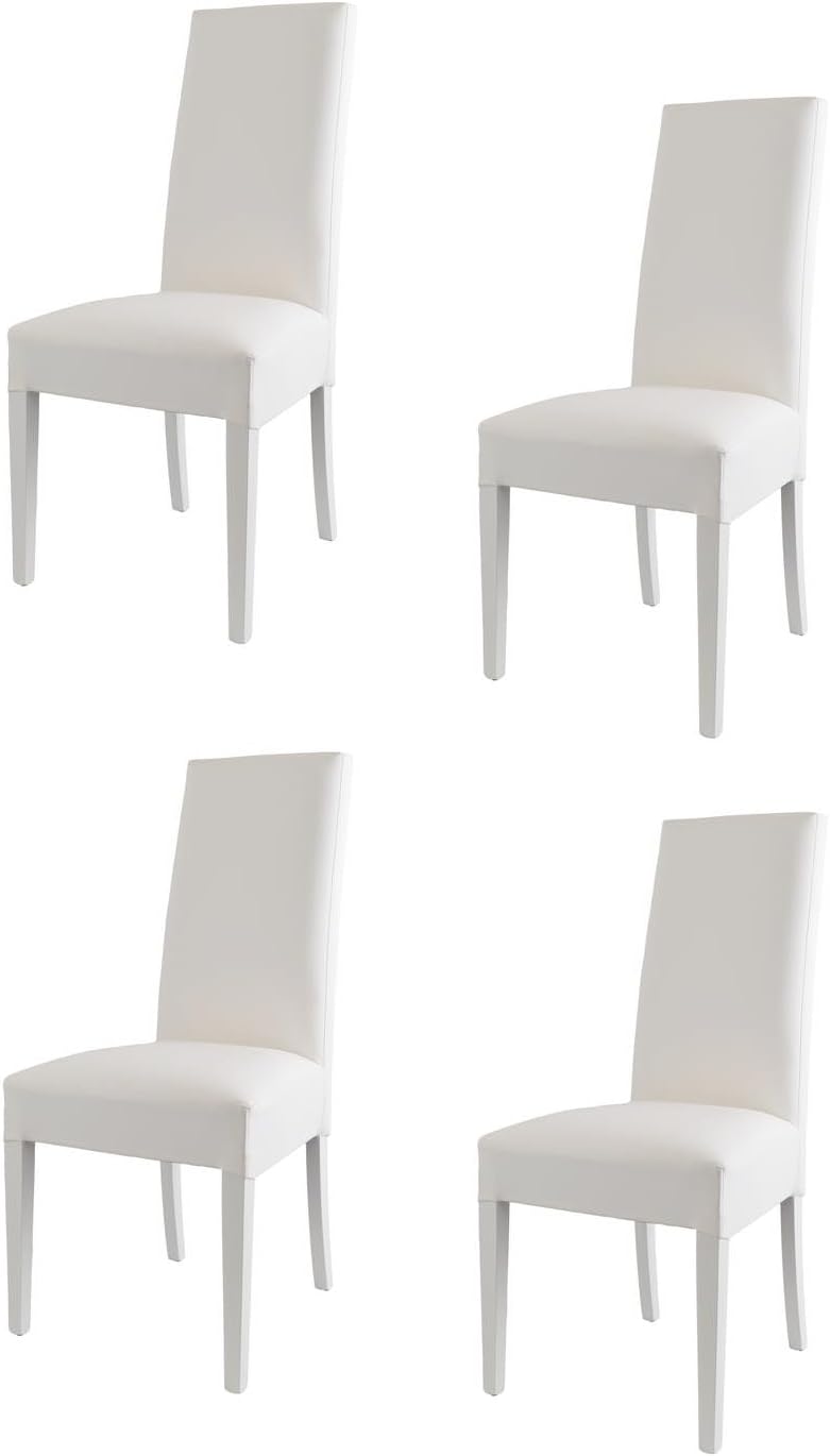 t m c s Sedie, robusta struttura in legno di faggio bianco, seduta e schienale rivestiti in pelle artificiale bianco