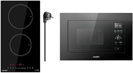 Piano cottura, a Induzione Incorporato con 2 Zone + Forno a Microonde da Incasso Digitale, 20 Litri, 800 W, Grill, COMFEE' CIH351D257K0