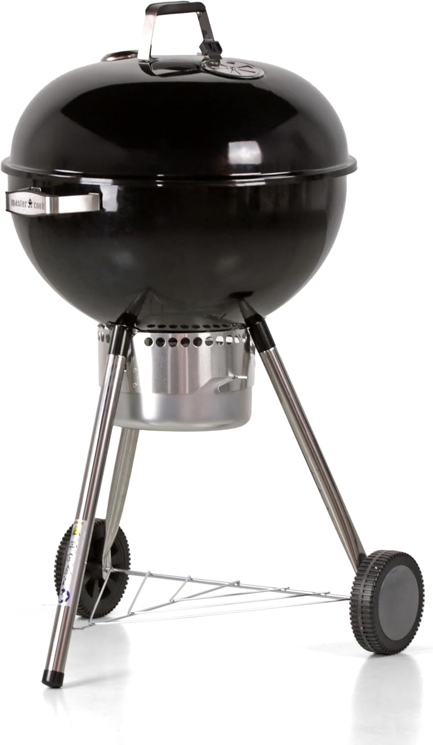 Barbecue a carbone, MasterCook - lla Diametro Griglia 57 cm, Altezza Griglia da Terra 78 cm (Ketty Nero), Barbecue con Ruote e Coperchio, Brigros