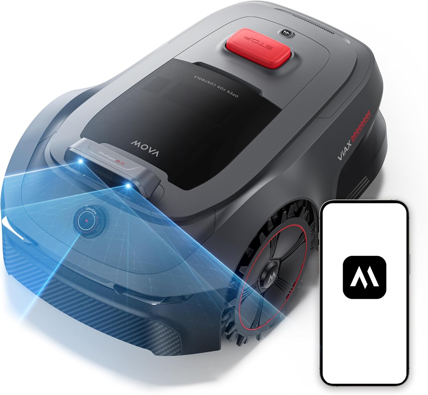 Mova Robot tagliaerba, ViAX 500, LiDAR 360° + Doppia Visione AI, Evitamento Intelligente degli Ostacoli, Percorso a Forma di U