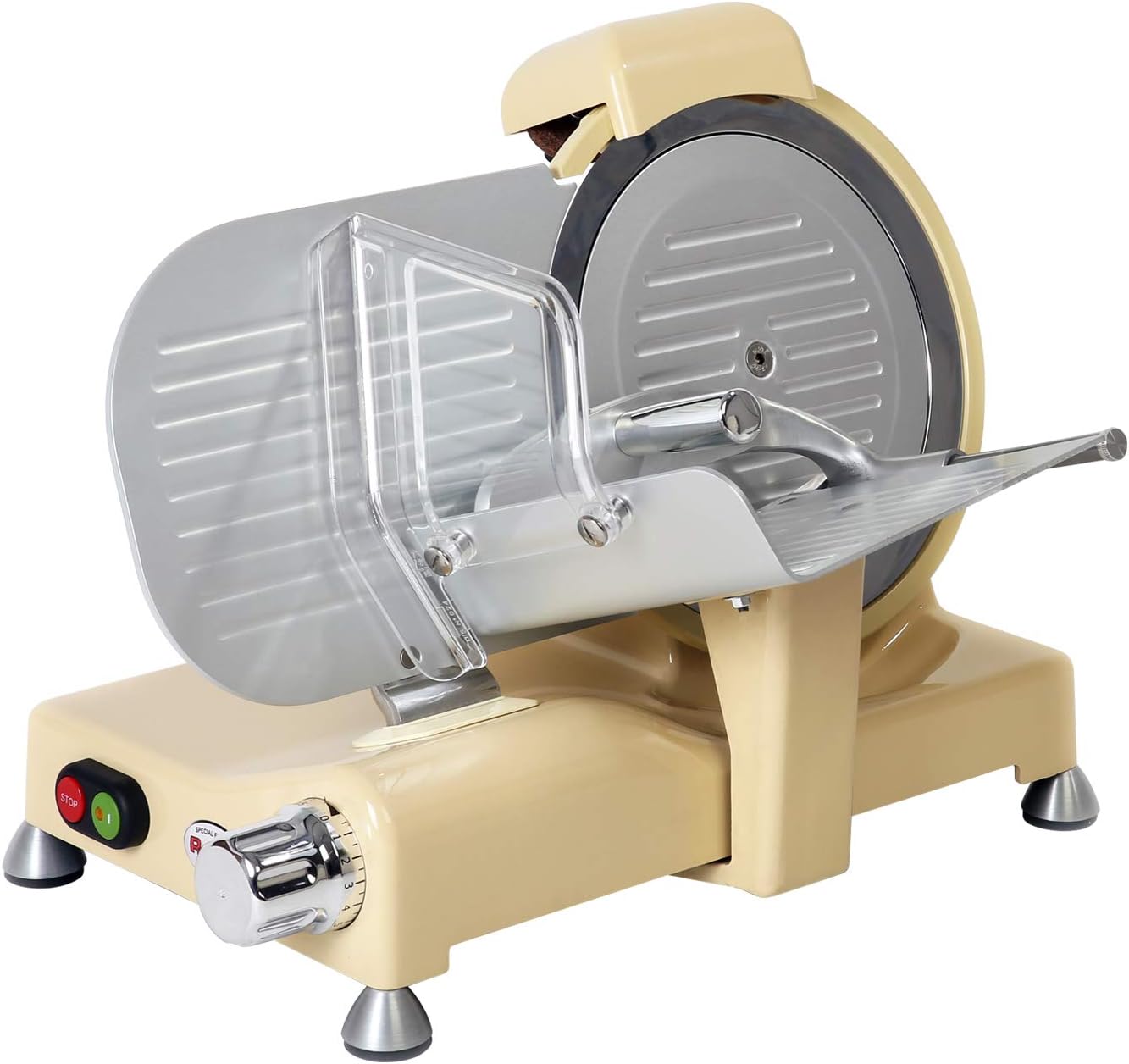 Affettatrici, Lama in Acciaio Temprato, Affettatrice 25 Special Edition Ivory - Ø 250 mm, 140 W, Pressamerce Lavabile in Lavastoviglie, Avorio, RGV