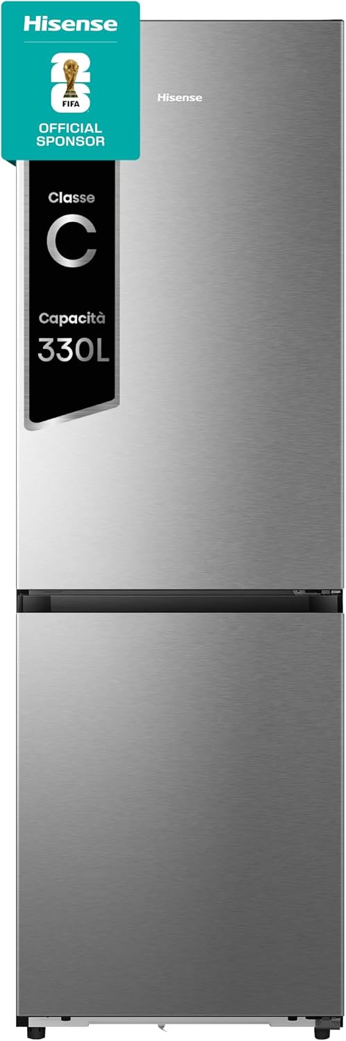 Frigorifero combinato, Total No Frost, Ridotta profondità, Deep Freeze, Metal Tech Cooling, WiFi, Silenzioso, Motore Inverter, Hisense RB3K330SAIC
