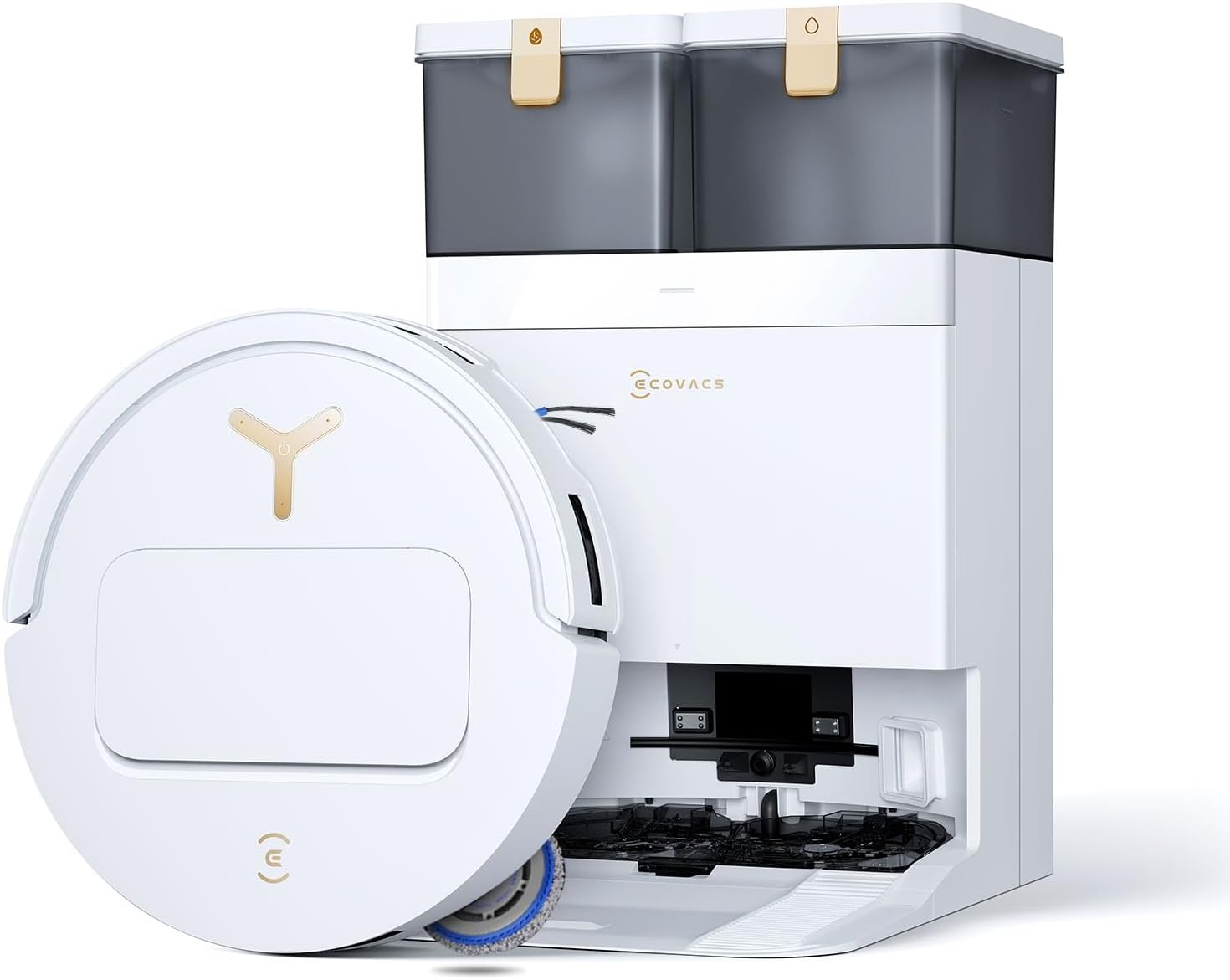 Robot aspirapolvere, DEEBOT PRO OMNI Gen3 Lavapavimenti, 25.000 Pa, AIVI 3D 3.0, lavaggio a 75 °C, 81 mm, detergente automatico, Bianco, ECOVACS T50