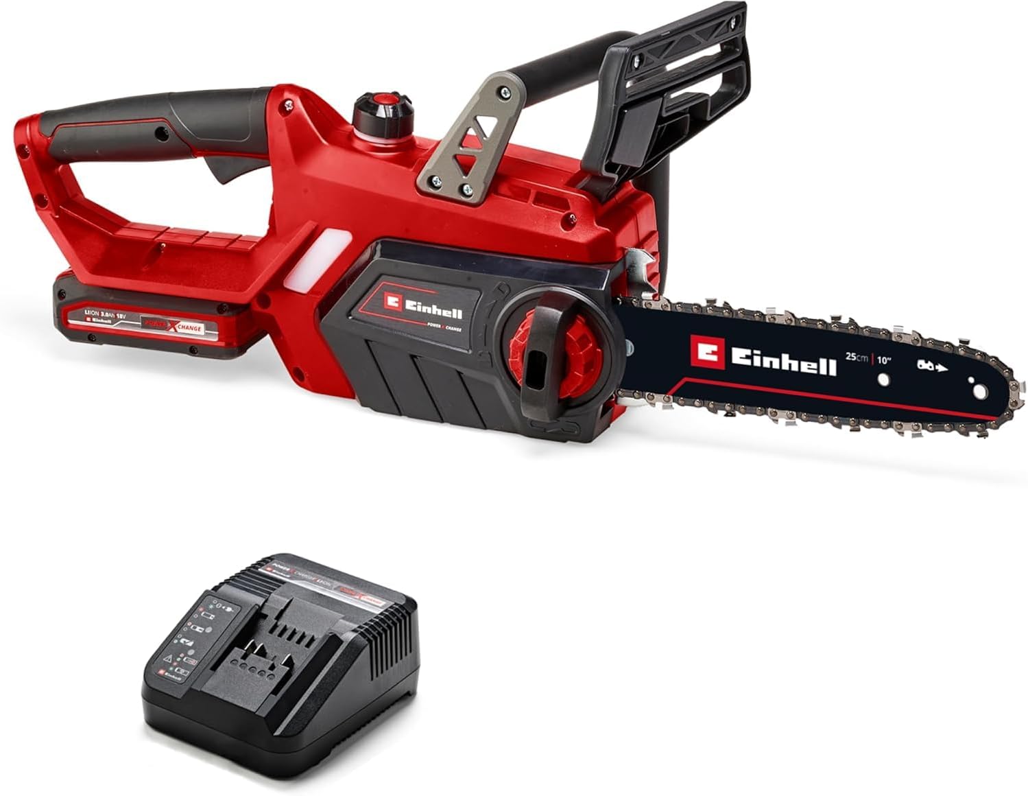 Motosega, 3,0 Ah, Barra 25 cm, Li-Ion, Rosso, Elettrosega a batteria GE-LC 18, Einhell